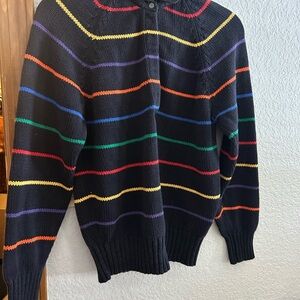 Merona Black Sweater with Colorful Stripes